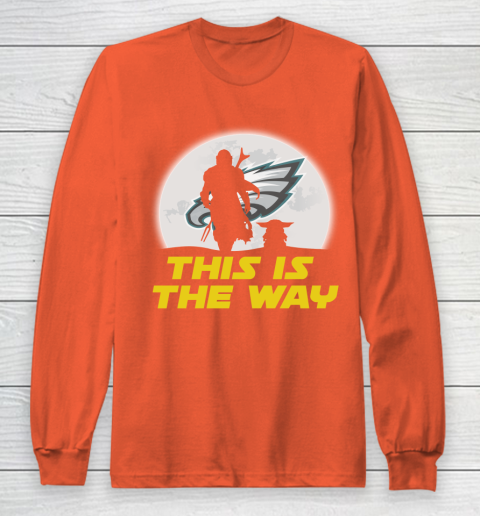 Philadelphia Eagles NFL Football Star Wars Yoda And Mandalorian This Is The Way Long Sleeve T-Shirt 3