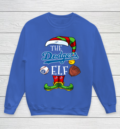 Los Angeles Dodgers Christmas ELF Funny MLB Youth Sweatshirt 6