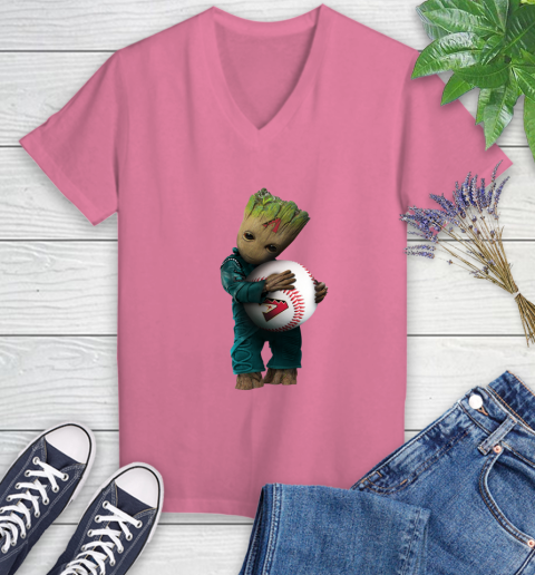 MLB Groot Guardians Of The Galaxy Baseball Sports Arizona Diamondbacks Women's V-Neck T-Shirt 13