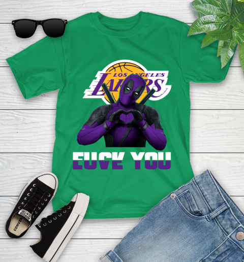 NBA Los Angeles Lakers Deadpool Love You Fuck You Basketball Youth T-Shirt 8