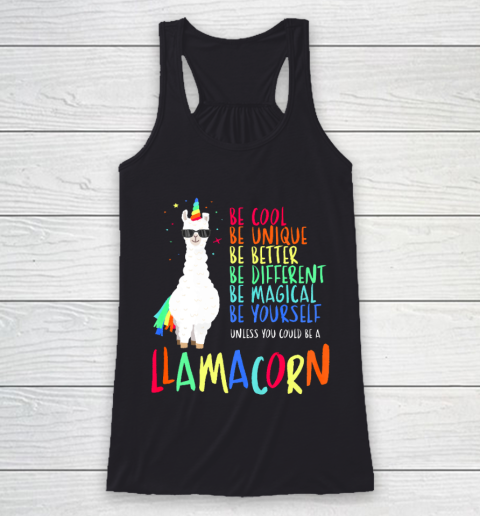 Funny Llamacorn Funny Cute Llama Unicorn Racerback Tank