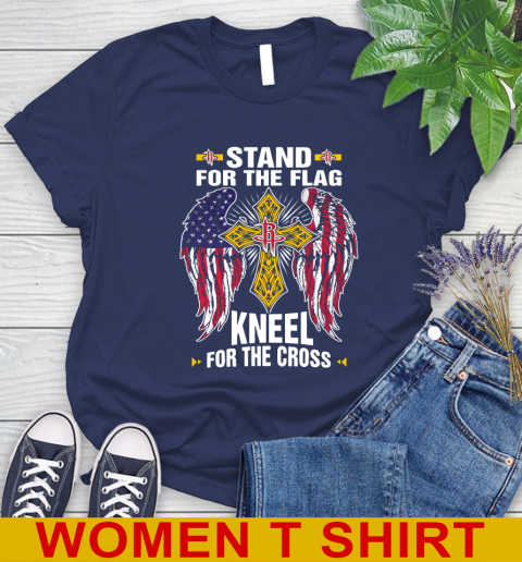 NBA Basketball Houston Rockets Stand For Flag Kneel For The Cross Shirt Women's T-Shirt 13 NBA Basketball Houston Rockets Stand For Flag Kneel For The Cross Shirt Women's T-Shirt - Image 13