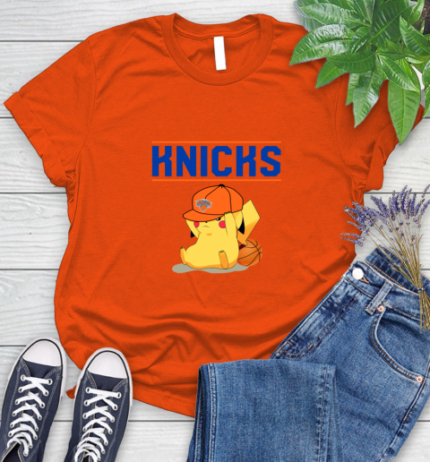 NBA Pikachu Basketball Sports New York Knicks Women's T-Shirt 4