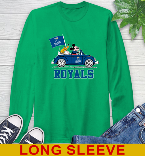MLB Baseball Kansas City Royals Pluto Mickey Driving Disney Shirt Long Sleeve T-Shirt 7