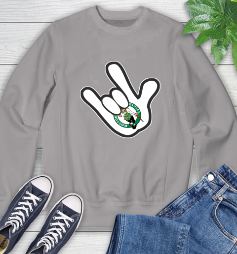 Boston Celtics NBA Basketball Mickey Rock Hand Disney Sweatshirt 5