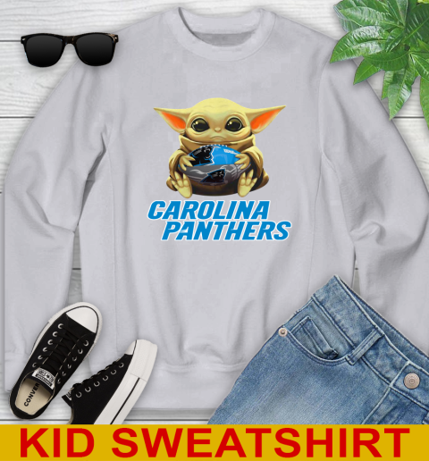 NFL Football Carolina Panthers Baby Yoda Star Wars Shirt Youth Sweatshirt 4