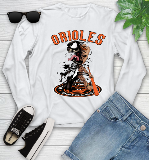 MLB Baltimore Orioles Baseball Venom Groot Guardians Of The Galaxy Youth Long Sleeve