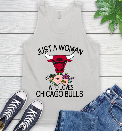 NBA Just A Woman Who Loves Chicago Bulls Basketball Sports Tank Top