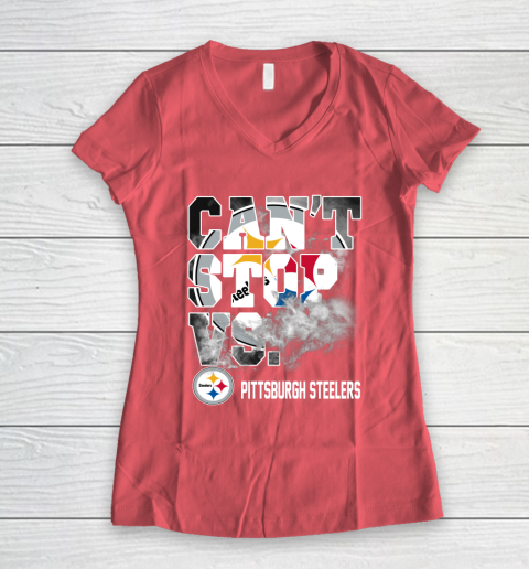 NFL Pittsburgh Steelers Can't Stop Vs Women's V-Neck T-Shirt 4