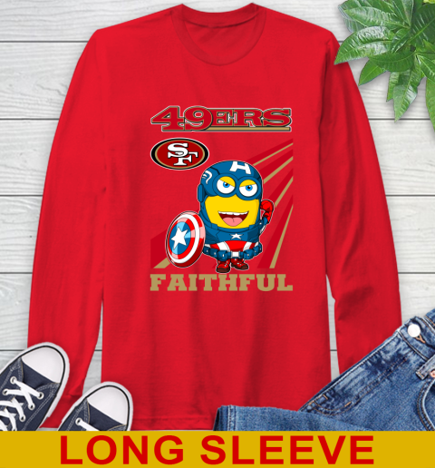 NFL Football San Francisco 49ers Captain America Marvel Avengers Minion Faithful Shirt Long Sleeve T-Shirt 12