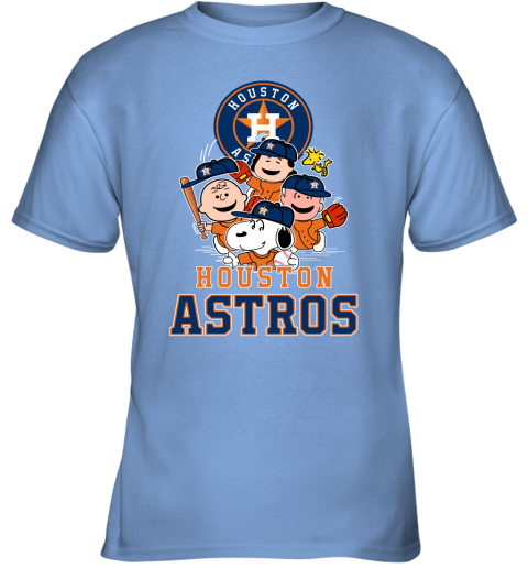 MLB Houston Astros Snoopy Charlie Brown Woodstock The Peanuts Movie  Baseball T Shirt Youth T-Shirt