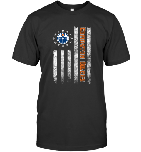 NHL American Flag Hockey Sports Edmonton Oilers T-Shirt