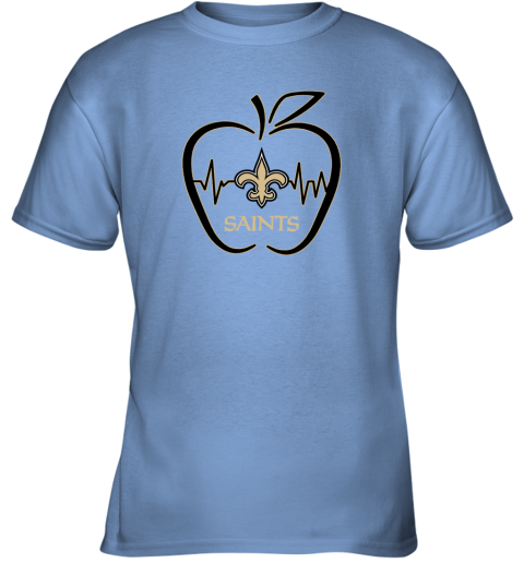 Apple Heartbeat Teacher Symbol New Orleans Saints V-Neck T-Shirt 