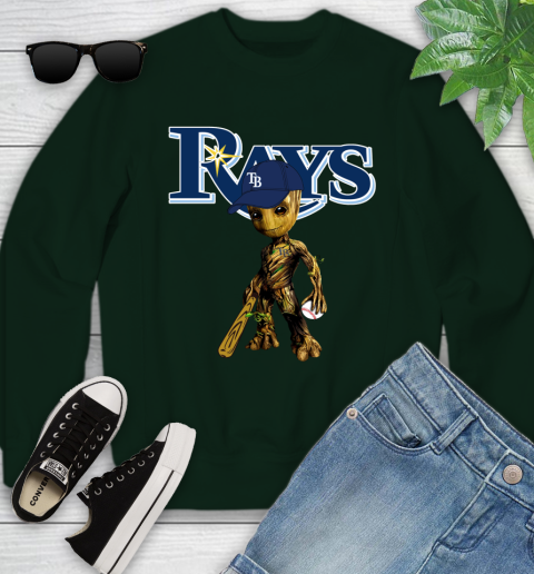 MLB Tampa Bay Rays Groot Guardians Of The Galaxy Baseball Youth Sweatshirt 10