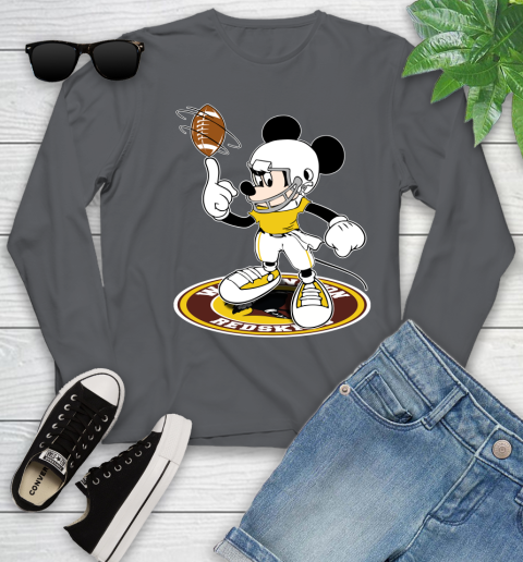 NFL Football Washington Redskins Cheerful Mickey Disney Shirt Youth Long Sleeve 8
