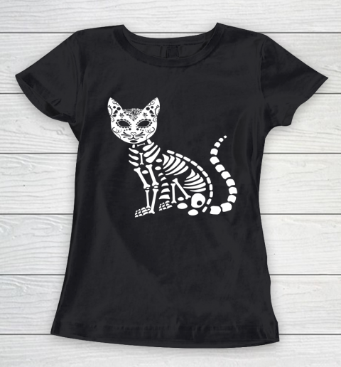 Halloween Shirt For Women and Cat Souls Day Muertos Day Of Dead Cat Sugar Skull Women's T-Shirt