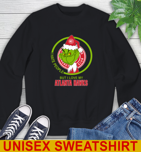Atlanta Hawks NBA Christmas Grinch I Hate People But I Love My Favorite Basketball Team Sweatshirt 2