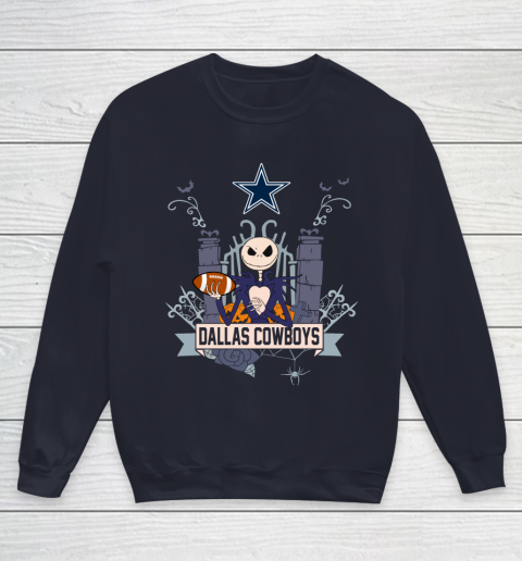 NFL Dallas Cowboys Football Jack Skellington Halloween Youth Sweatshirt 2