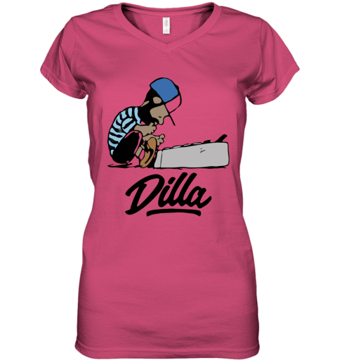 33w7 schroeder peanuts j dilla snoopy mashup shirts women v neck t shirt 39 front heliconia
