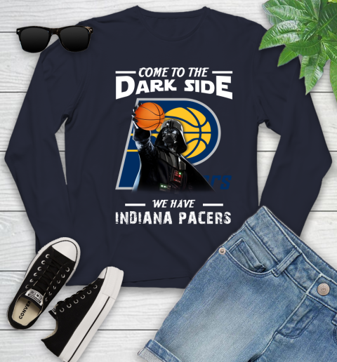 NBA Come To The Dark Side We Have Indiana Pacers Star Wars Darth Vader Basketball Youth Long Sleeve 2
