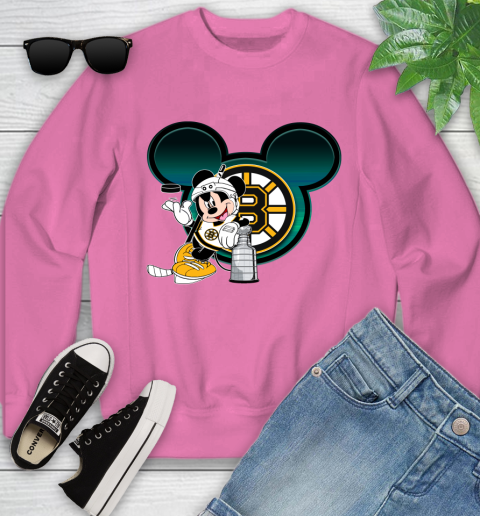 NHL Boston Bruins Stanley Cup Mickey Mouse Disney Hockey T Shirt Youth Sweatshirt 7