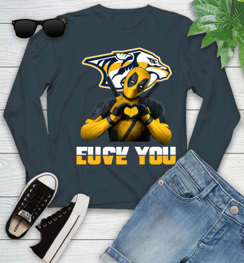 NHL Nashville Predators Deadpool Love You Fuck You Hockey Sports Youth Long Sleeve 9