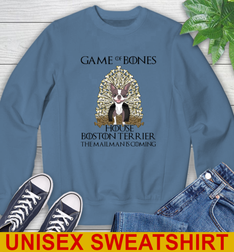 Game of bones house boston terrier dog the mailman is coming tshirt 29