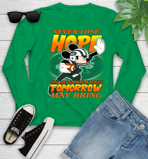 New York Jets NFL Football Mickey Disney Never Lose Hope Youth Long Sleeve 7