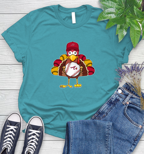 Atlanta Braves Turkey thanksgiving Women's T-Shirt 12