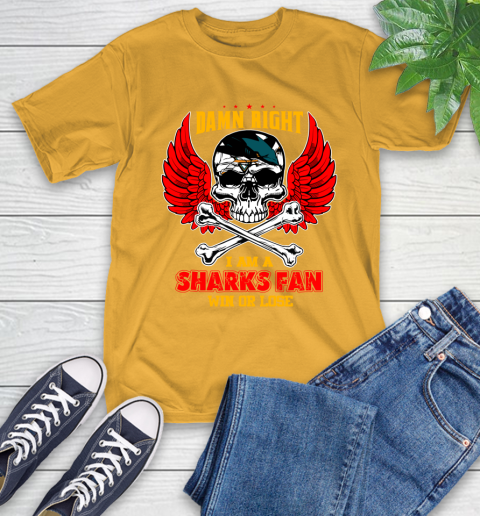 NHL Damn Right I Am A San Jose Sharks Win Or Lose Skull Hockey Sports T-Shirt 2
