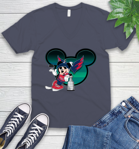 NHL Washington Capitals Stanley Cup Mickey Mouse Disney Hockey T Shirt V-Neck T-Shirt 9
