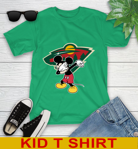 Minnesota Wild NHL Hockey Dabbing Mickey Disney Sports Youth T-Shirt 6