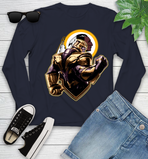 NFL Thanos Avengers Endgame Football Sports Washington Redskins Youth Long Sleeve 3