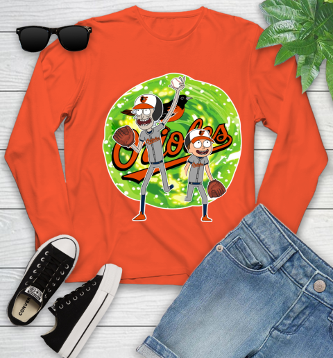 MLB Baltimore Orioles Rick And Morty Baseball Sports Youth Long Sleeve 4