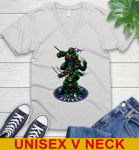 MLB Baseball Houston Astros Teenage Mutant Ninja Turtles Shirt V-Neck T-Shirt