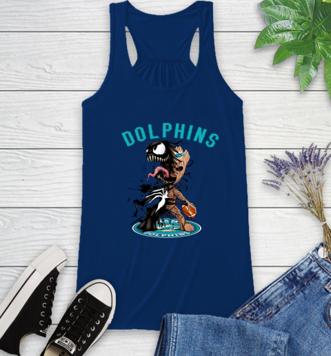 NFL Miami Dolphins Football Venom Groot Guardians Of The Galaxy Racerback Tank 9