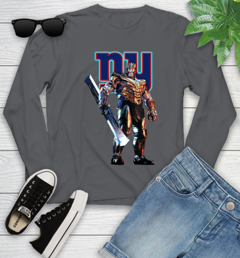 NFL Thanos Gauntlet Avengers Endgame Football New York Giants Youth Long Sleeve 8