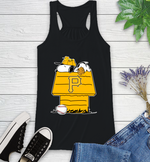 MLB Pittsburgh Pirates Snoopy Woodstock The Peanuts Movie Baseball T Shirt Racerback Tank 2