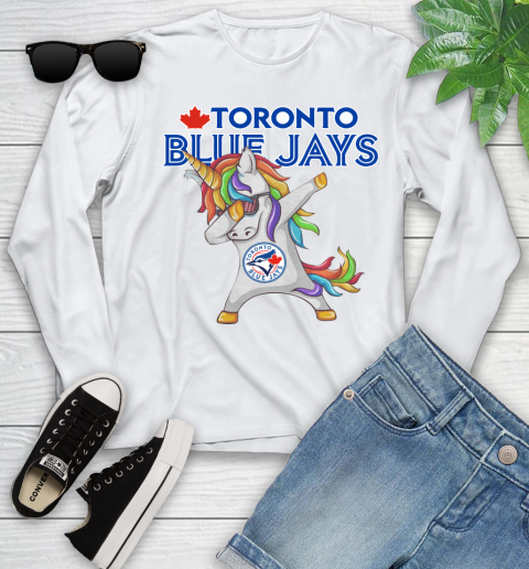 Toronto Blue Jays MLB Baseball Funny Unicorn Dabbing Sports Youth Long Sleeve