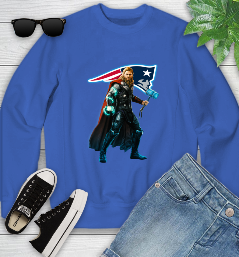 NFL Thor Avengers Endgame Football New England Patriots Youth Sweatshirt 8
