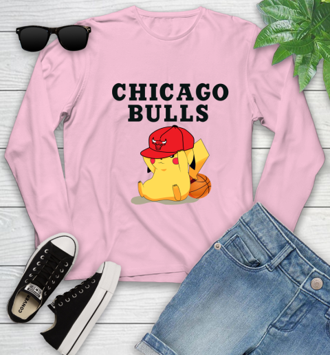 NBA Pikachu Basketball Sports Chicago Bulls Youth Long Sleeve 10