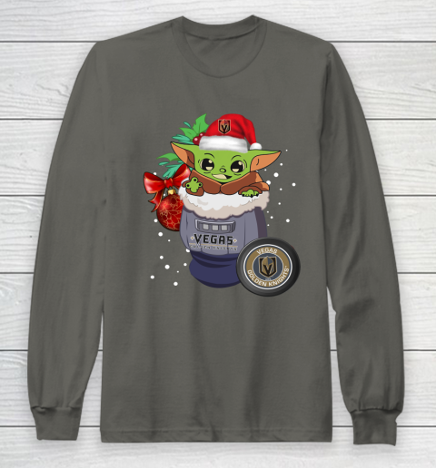 Vegas Golden Knights Christmas Baby Yoda Star Wars Funny Happy NHL Long Sleeve T-Shirt 8