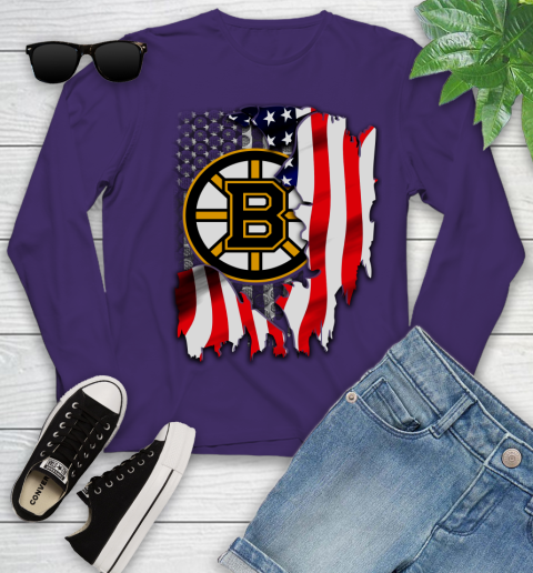 Boston Bruins NHL Hockey American Flag Youth Long Sleeve 5 Boston Bruins NHL Hockey American Flag Youth Long Sleeve - Image 5