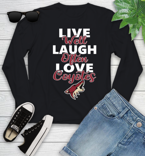 NHL Hockey Arizona Coyotes Live Well Laugh Often Love Shirt Youth Long Sleeve