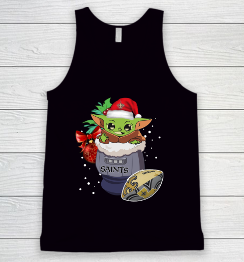 New Orleans Saints Christmas Baby Yoda Star Wars Funny Happy NFL Tank Top