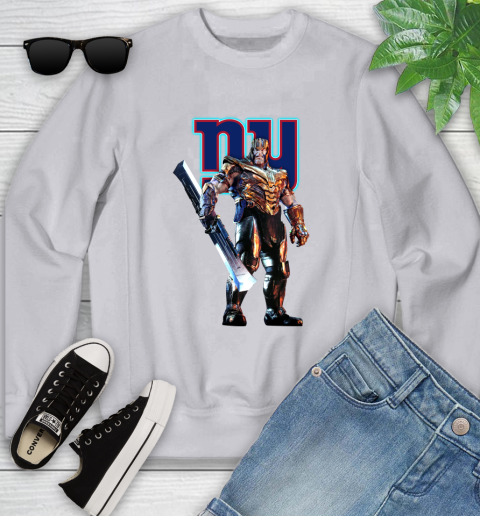 NFL Thanos Gauntlet Avengers Endgame Football New York Giants Youth Sweatshirt 4