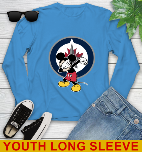 Winnipeg Jets NHL Hockey Dabbing Mickey Disney Sports Youth Long Sleeve 8