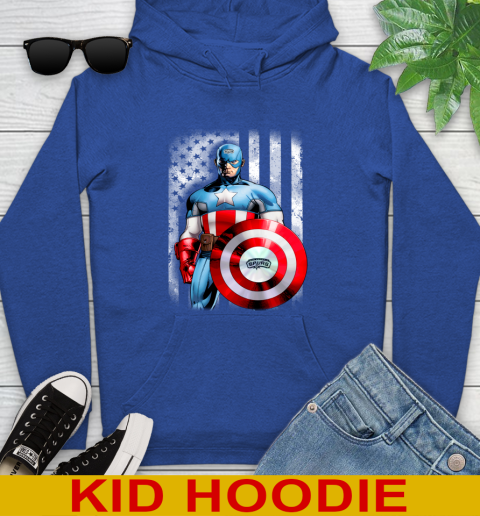 San Antonio Spurs NBA Basketball Captain America Marvel Avengers American Flag Shirt Youth Hoodie - Image 11