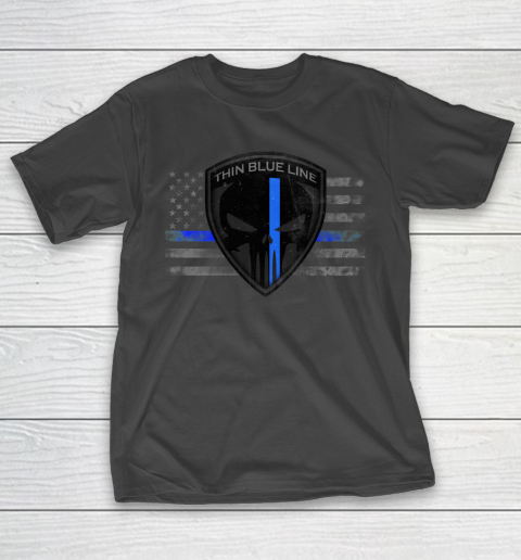 Thin Blue Line Punisher America Flag T-Shirt