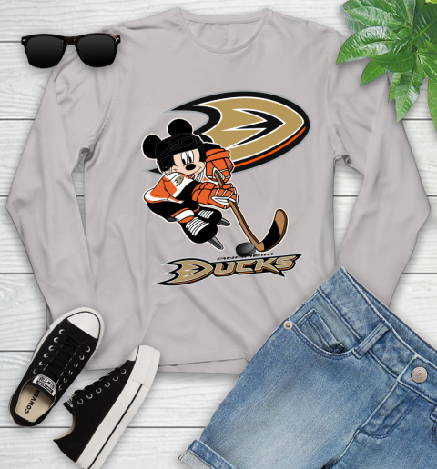 NHL Anaheim Ducks Mickey Mouse Disney Hockey T Shirt Youth Long Sleeve 12